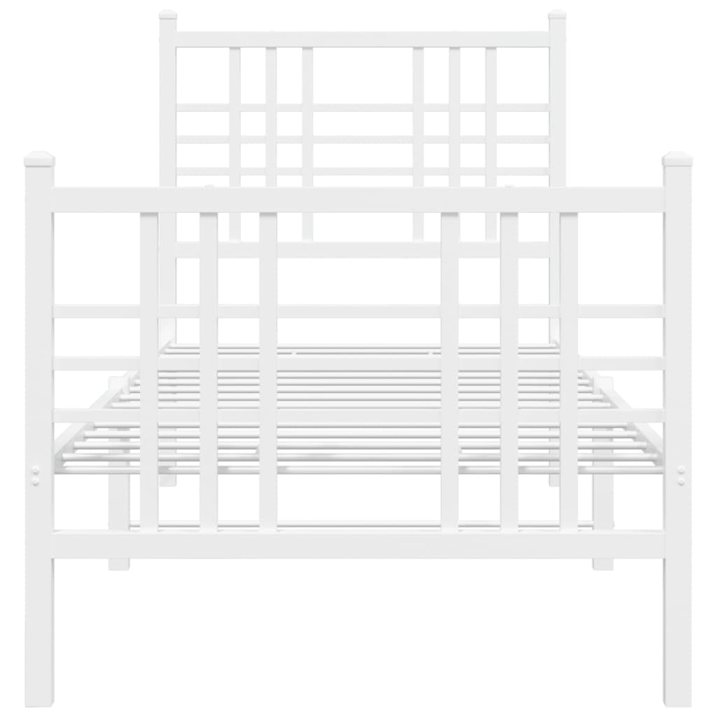 sengeramme med sengegavl og fodgærde 80x200 cm metal hvid