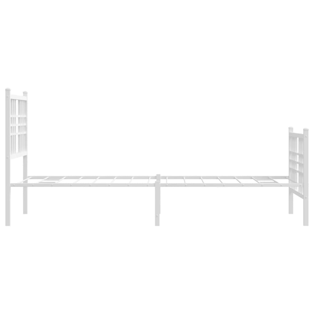 sengeramme med sengegavl og fodgærde 80x200 cm metal hvid