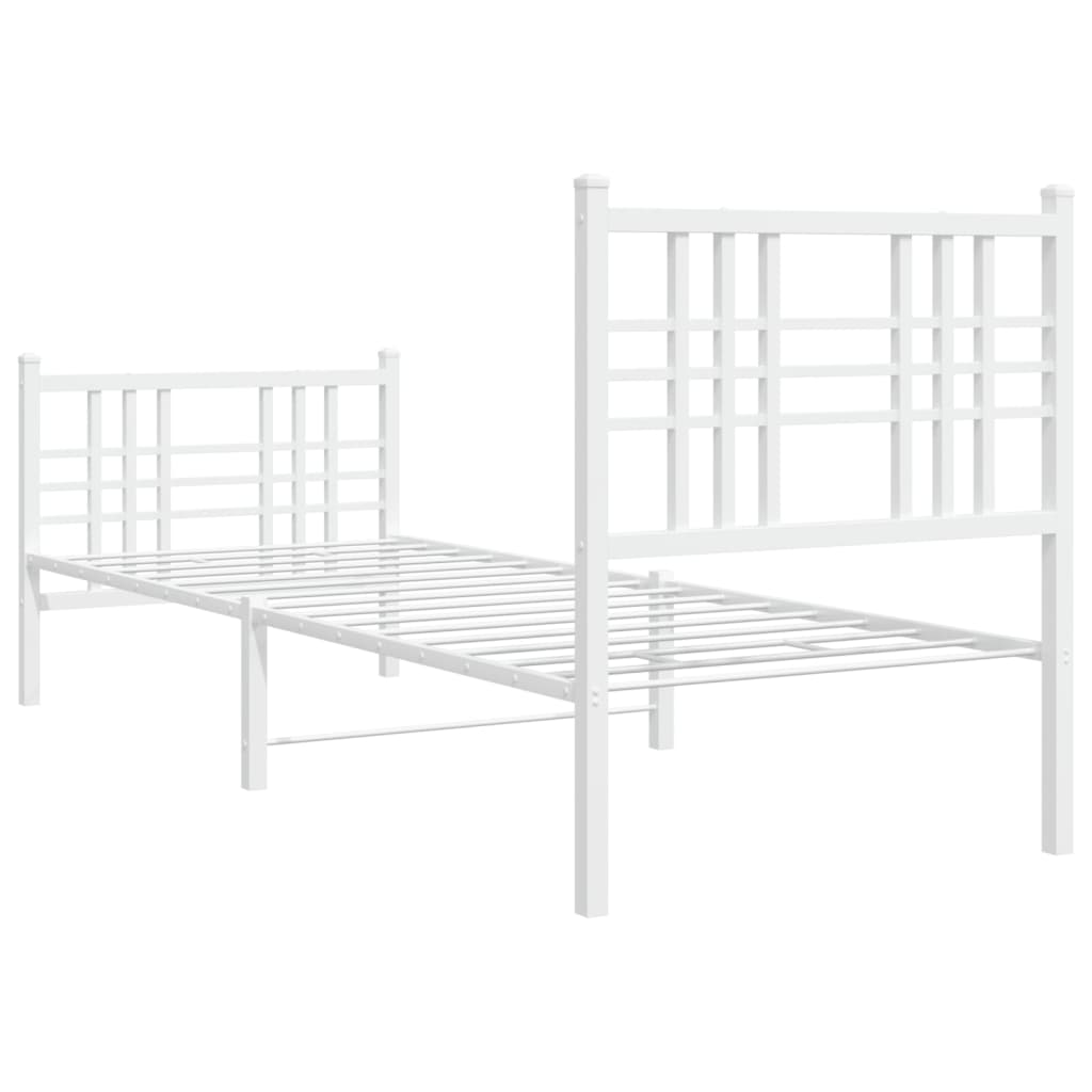 sengeramme med sengegavl og fodgærde 80x200 cm metal hvid