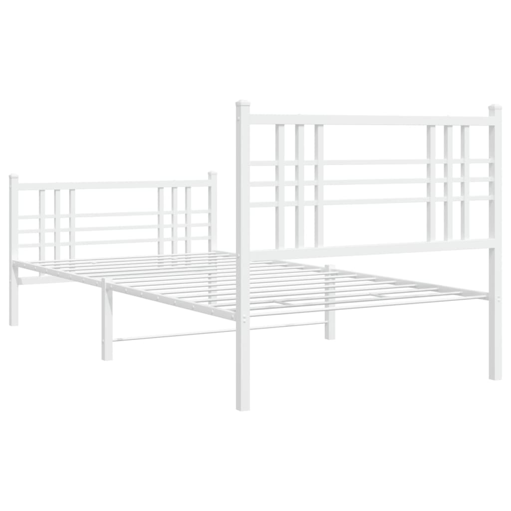 sengeramme med sengegavl og fodgærde 90x190 cm metal hvid