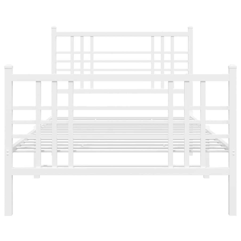 sengeramme med sengegavl og fodgærde 90x200 cm metal hvid