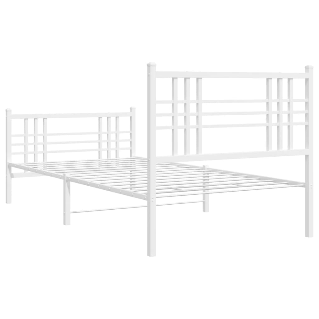 sengeramme med sengegavl og fodgærde 90x200 cm metal hvid