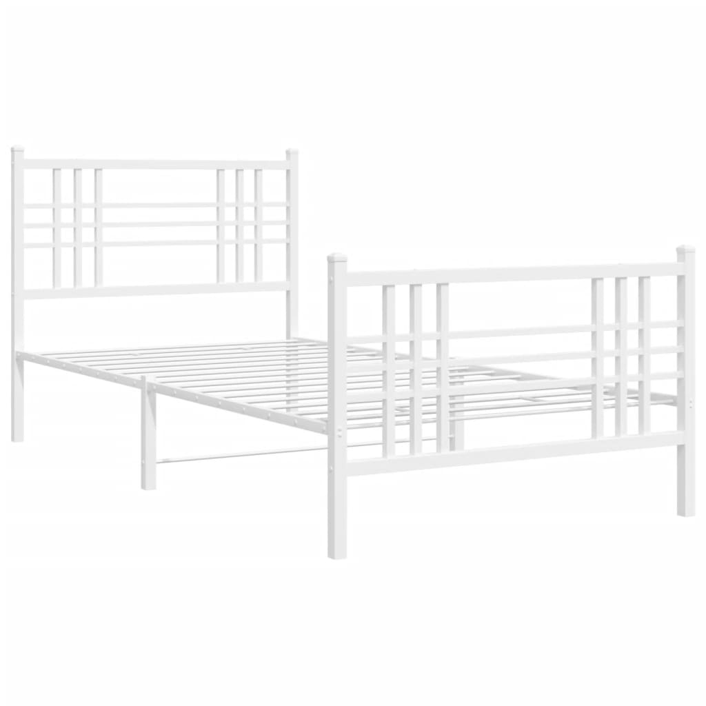 sengeramme med sengegavl og fodgærde 100x200 cm metal hvid