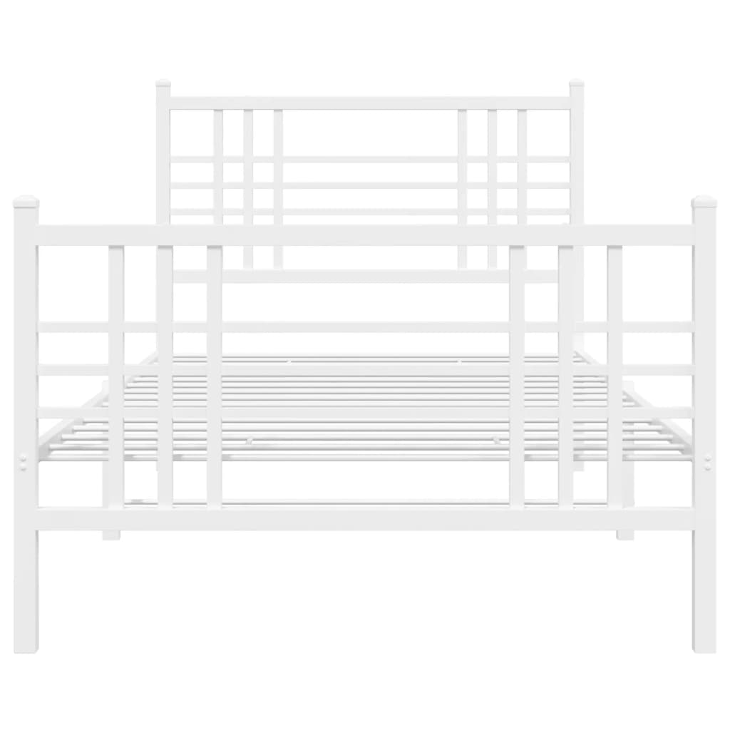 sengeramme med sengegavl og fodgærde 100x200 cm metal hvid