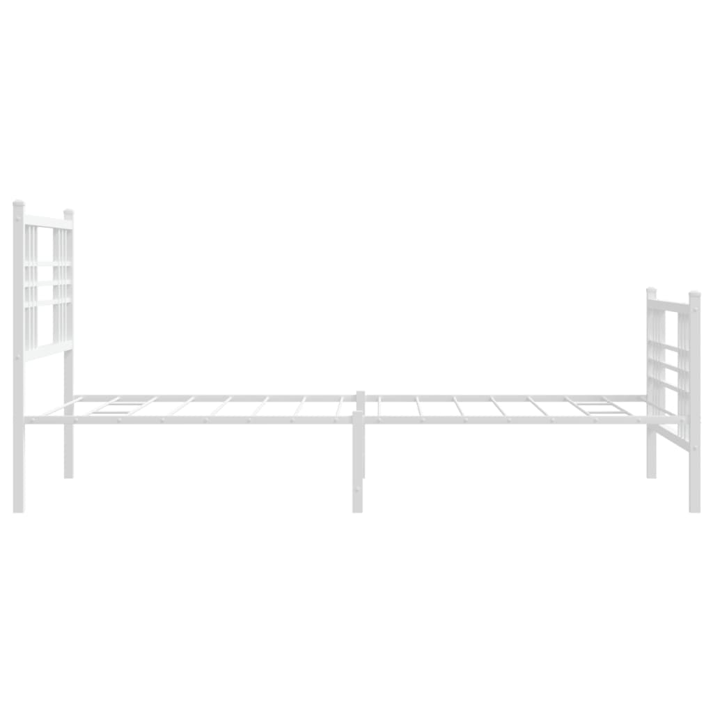 sengeramme med sengegavl og fodgærde 100x200 cm metal hvid