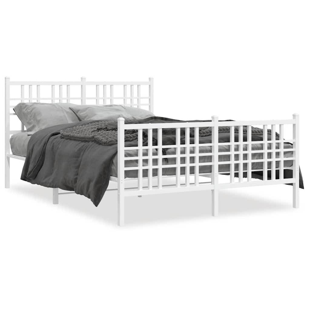 sengeramme med sengegavl og fodgærde 120x190 cm metal hvid