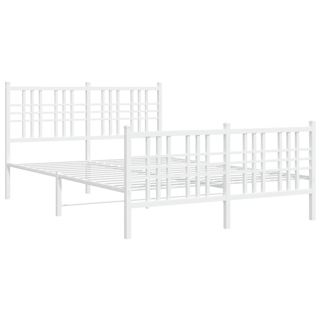 sengeramme med sengegavl og fodgærde 120x190 cm metal hvid