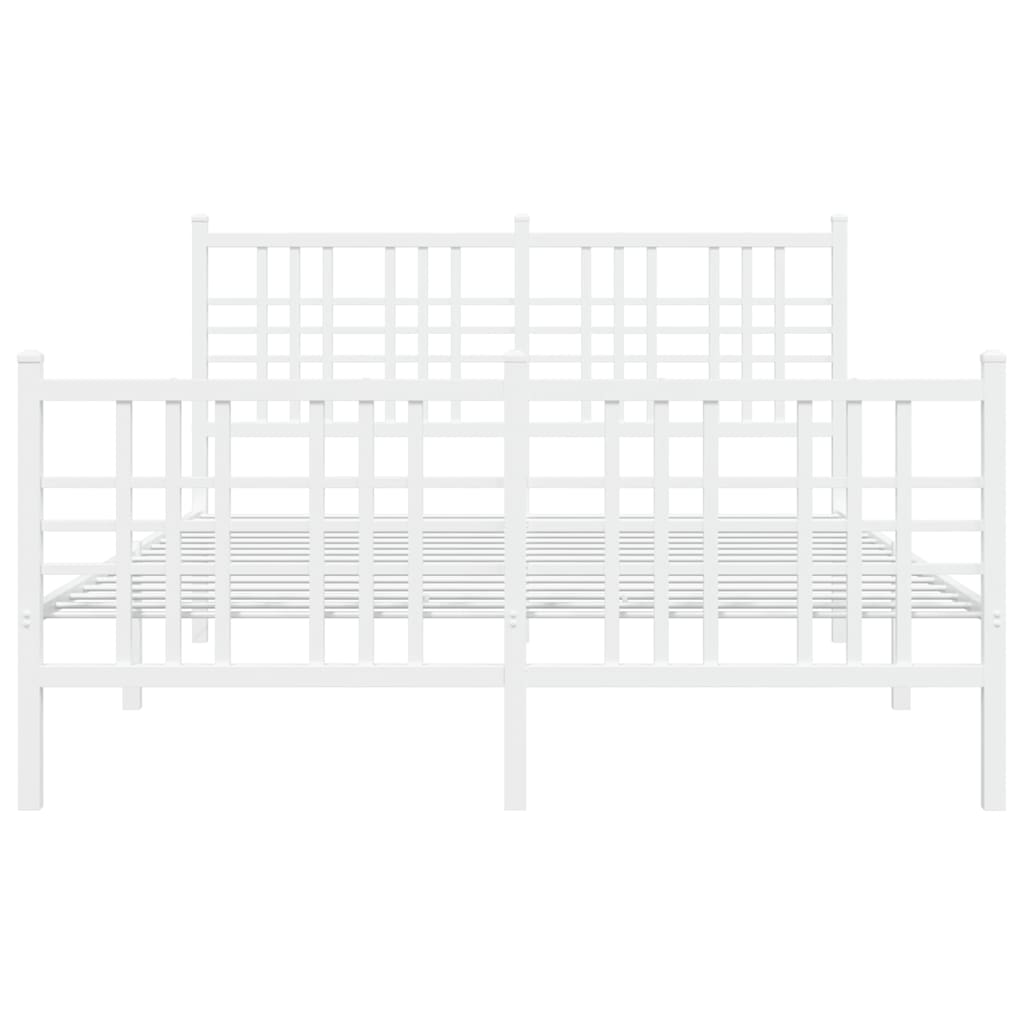sengeramme med sengegavl og fodgærde 120x190 cm metal hvid
