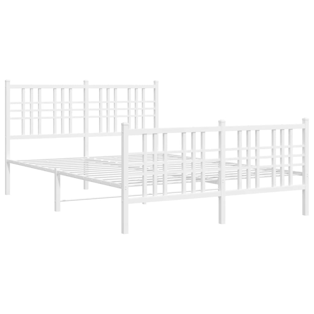 sengeramme med sengegavl og fodgærde 140x200 cm metal hvid