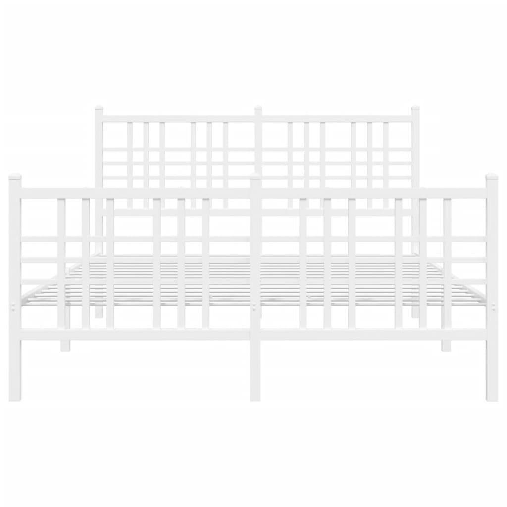 sengeramme med sengegavl og fodgærde 140x200 cm metal hvid