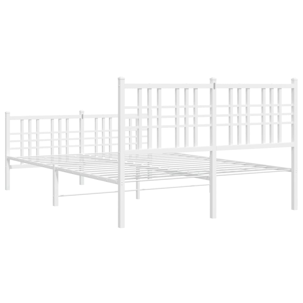 sengeramme med sengegavl og fodgærde 140x200 cm metal hvid