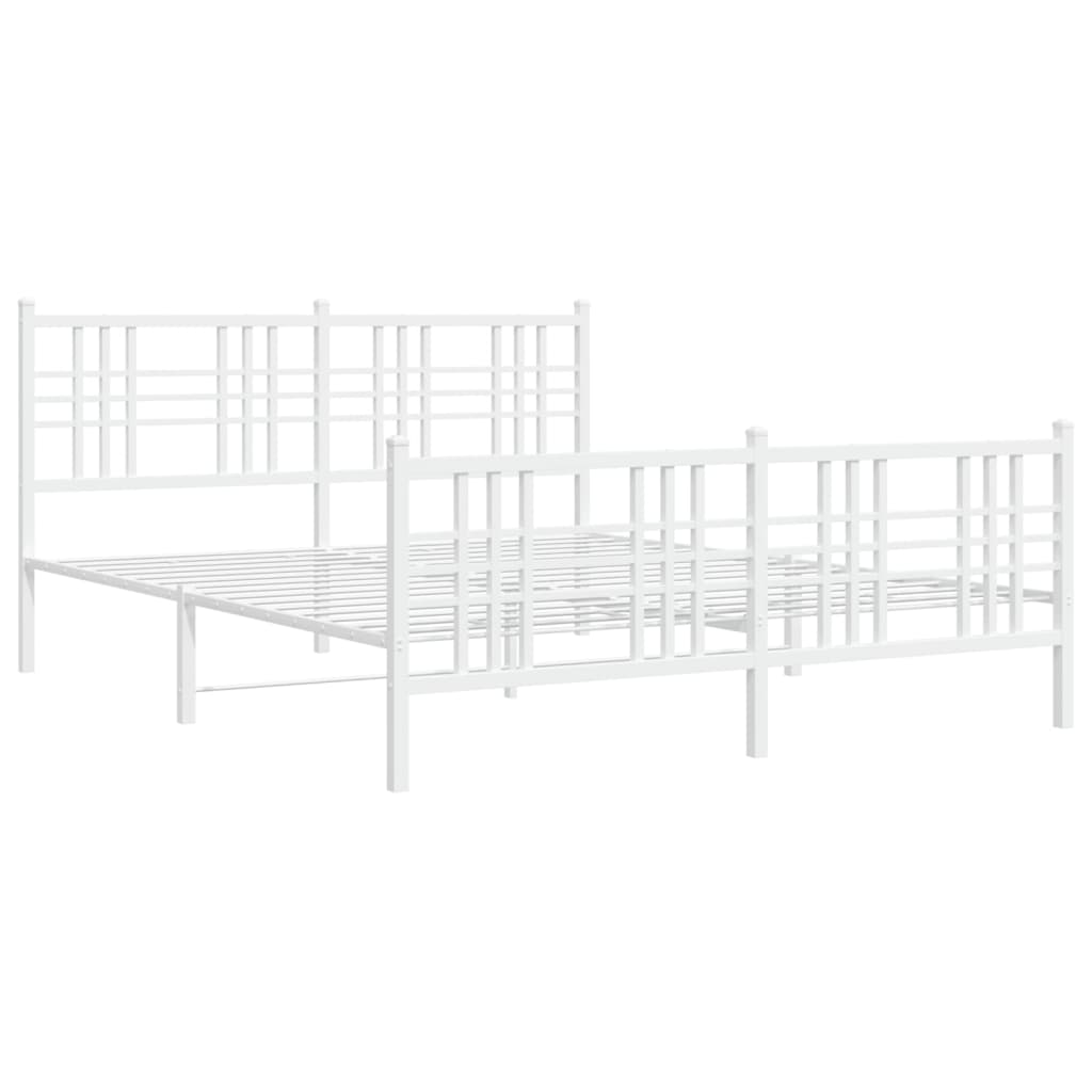 sengeramme med sengegavl og fodgærde 150x200 cm metal hvid