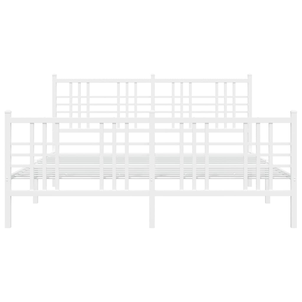 sengeramme med sengegavl og fodgærde 150x200 cm metal hvid
