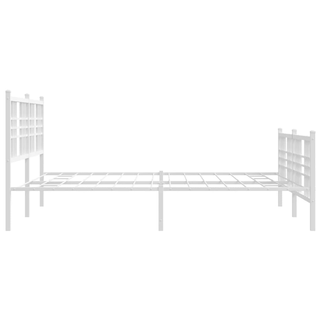 sengeramme med sengegavl og fodgærde 150x200 cm metal hvid