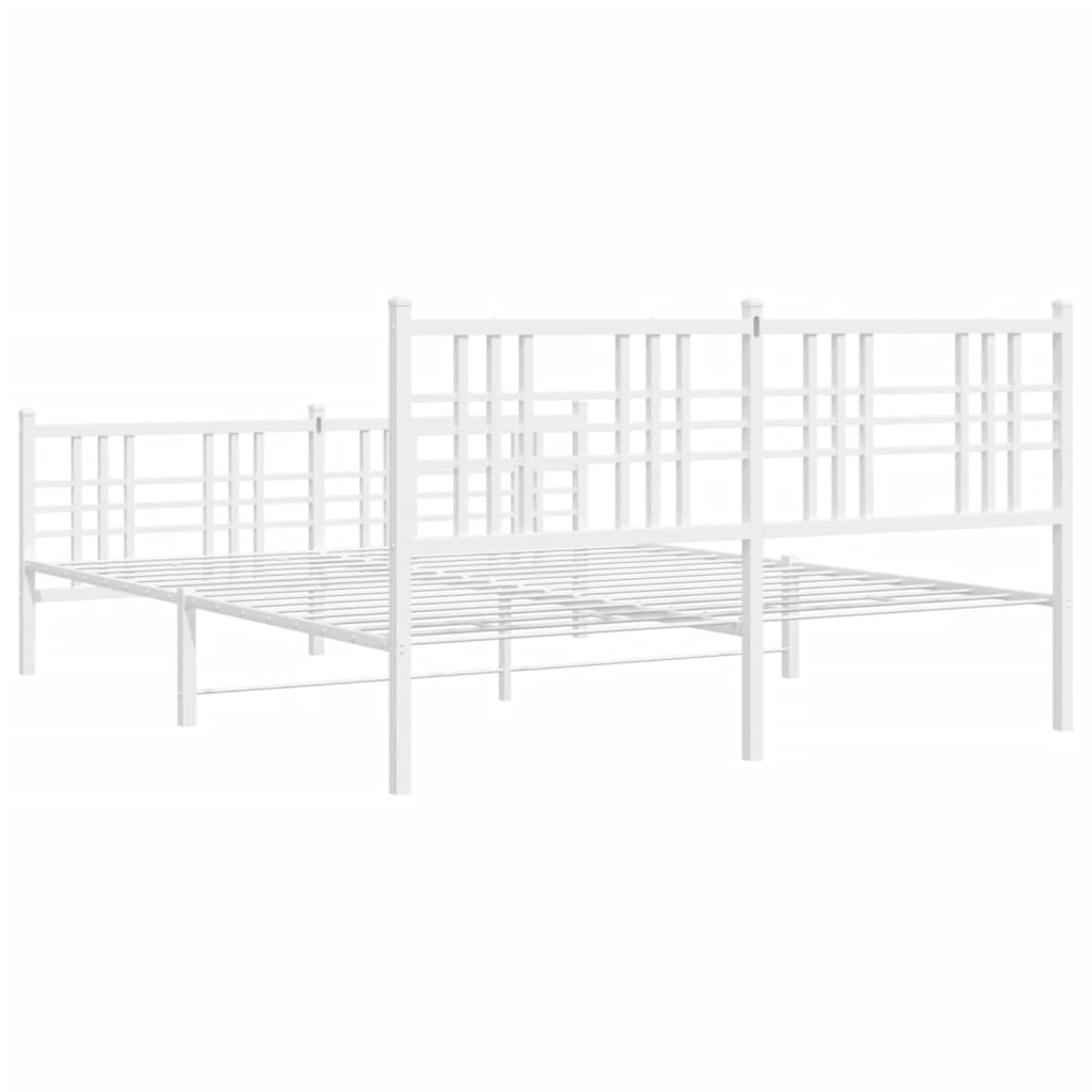 sengeramme med sengegavl og fodgærde 150x200 cm metal hvid