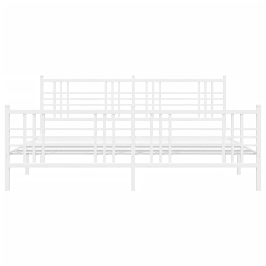 sengeramme med sengegavl og fodgærde 180x200 cm metal hvid