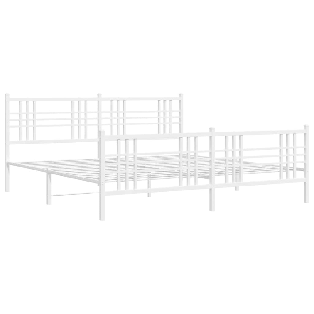 sengeramme med sengegavl og fodgærde 193x203 cm metal hvid