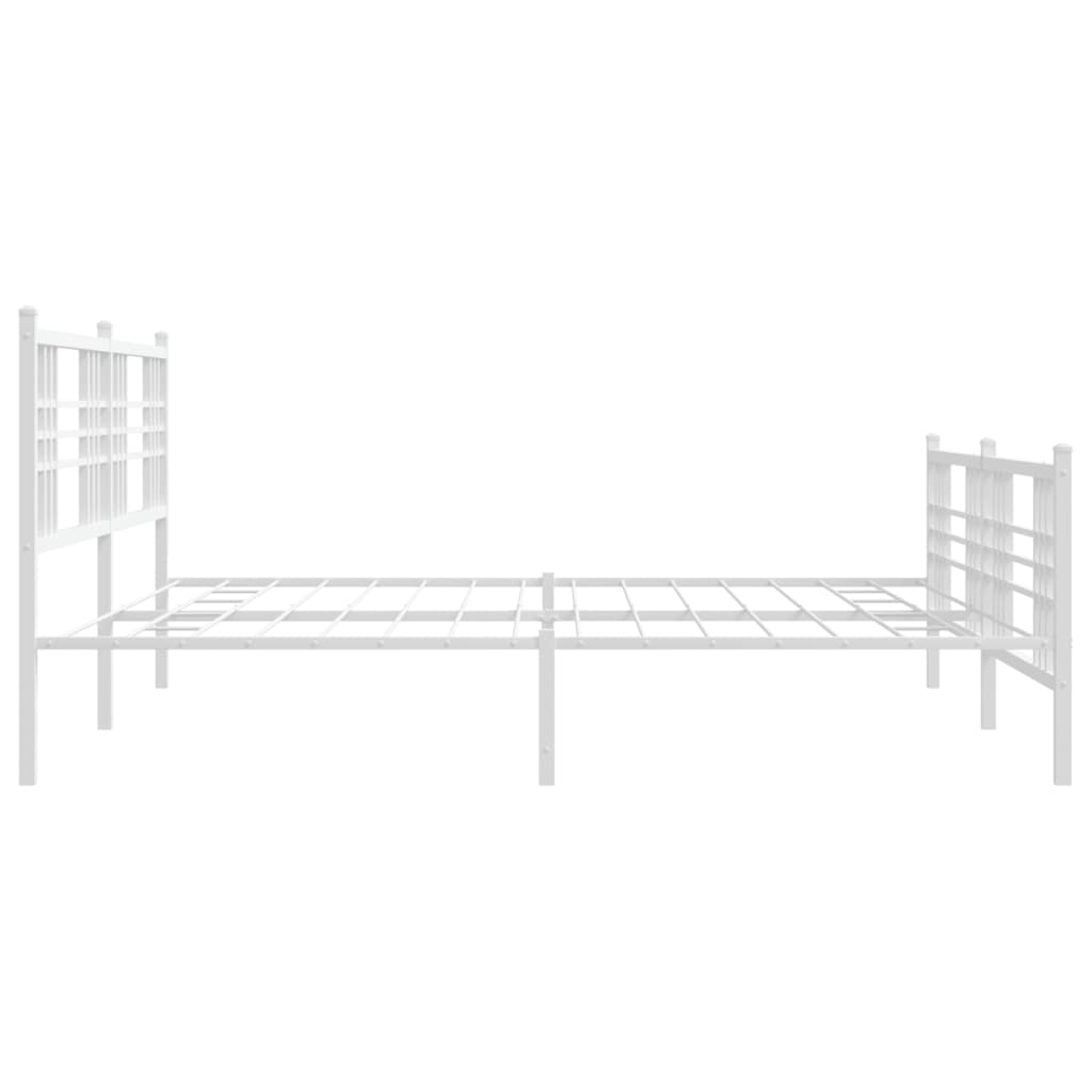 sengeramme med sengegavl og fodgærde 193x203 cm metal hvid
