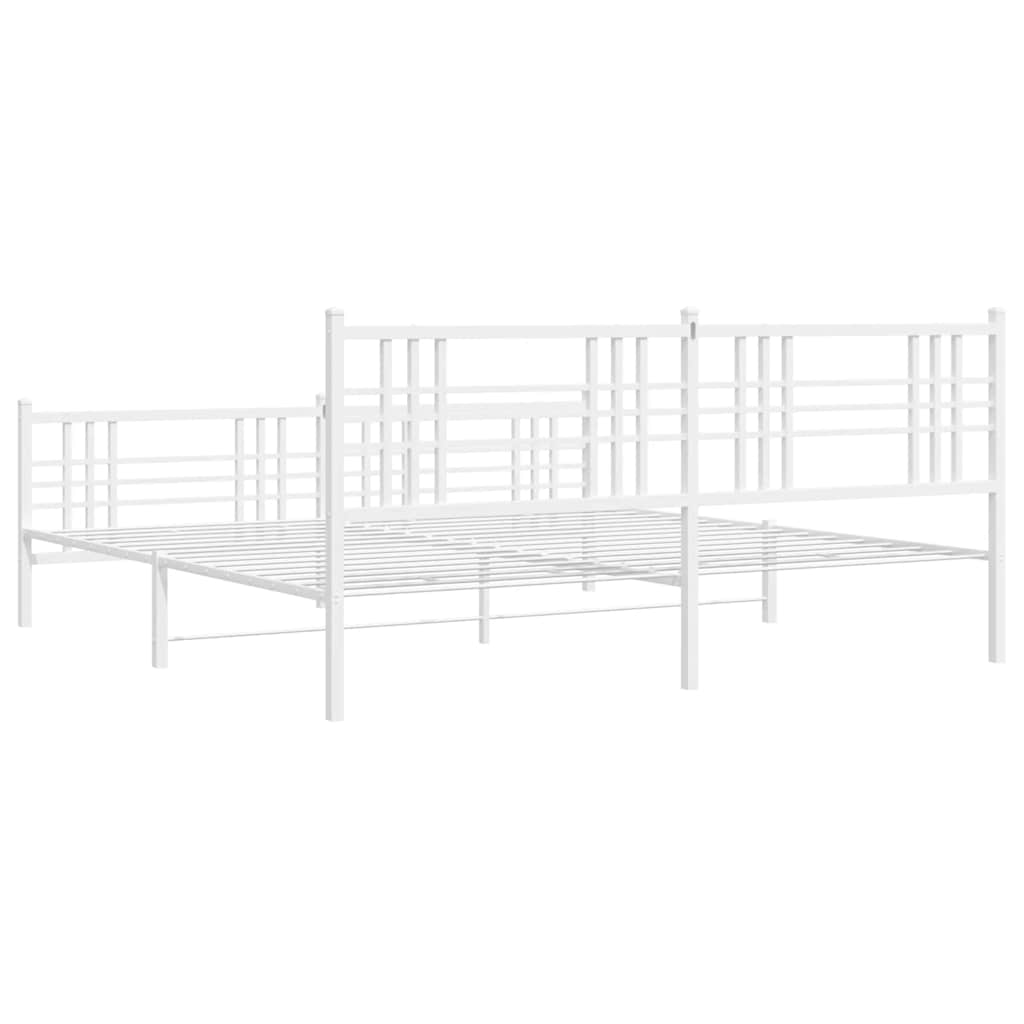 sengeramme med sengegavl og fodgærde 193x203 cm metal hvid