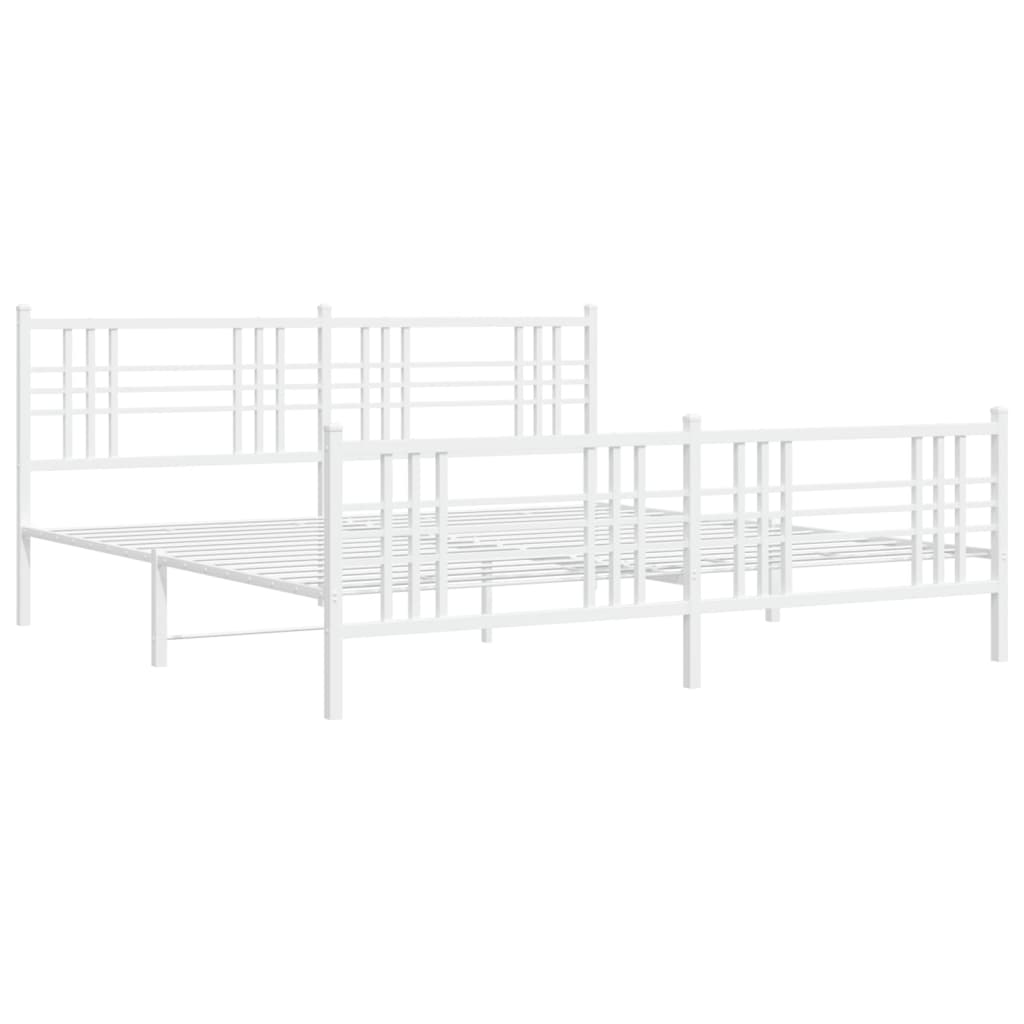 sengeramme med sengegavl og fodgærde 200x200 cm metal hvid