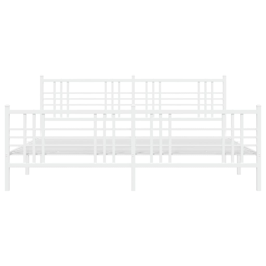 sengeramme med sengegavl og fodgærde 200x200 cm metal hvid