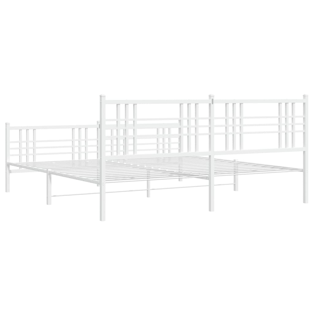 sengeramme med sengegavl og fodgærde 200x200 cm metal hvid