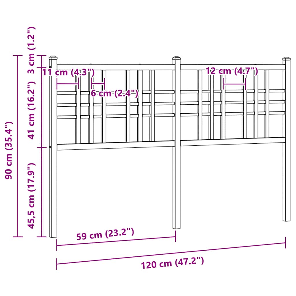 udskiftningsgavl 120 cm metal hvid