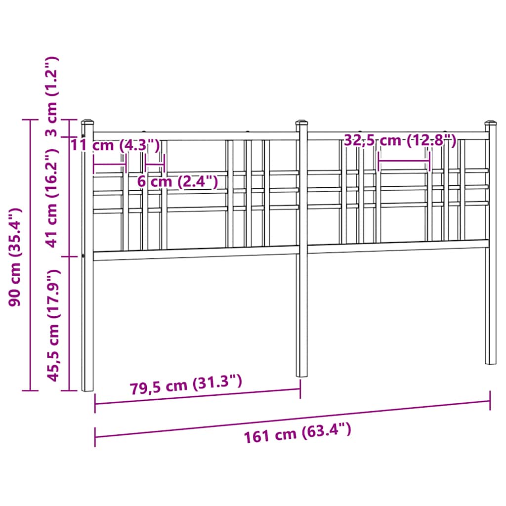 udskiftningsgavl 160 cm metal hvid