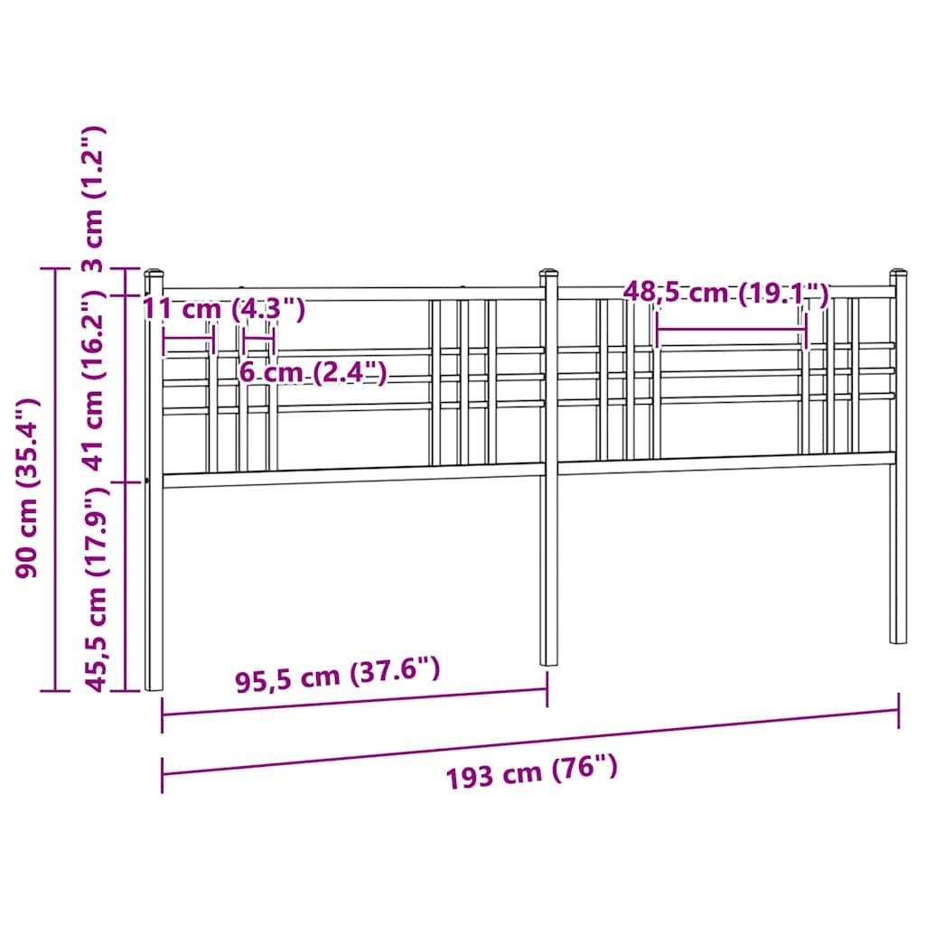 udskiftningsgavl 193 cm metal hvid