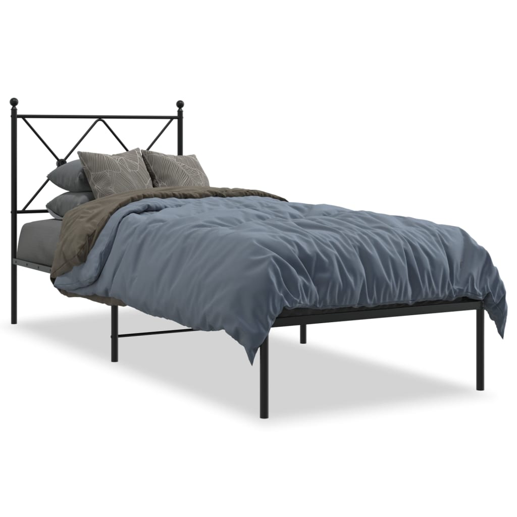 sengeramme med sengegavl 75x190 cm metal sort