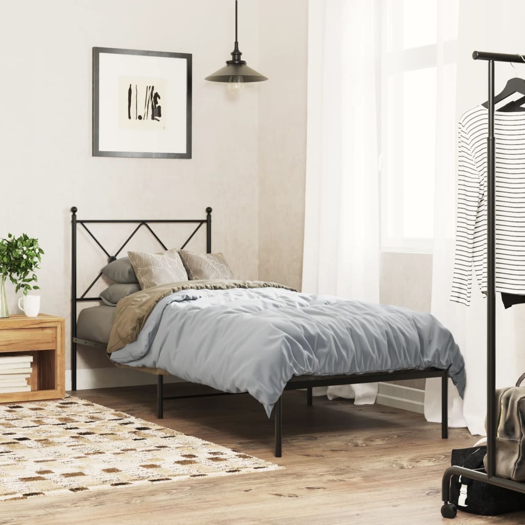 sengeramme med sengegavl 75x190 cm metal sort
