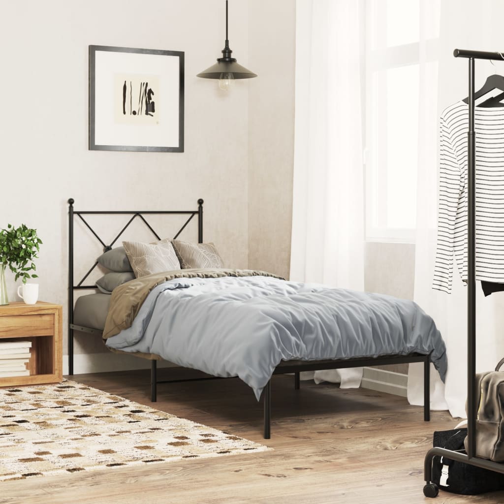sengeramme med sengegavl 80x200 cm metal sort