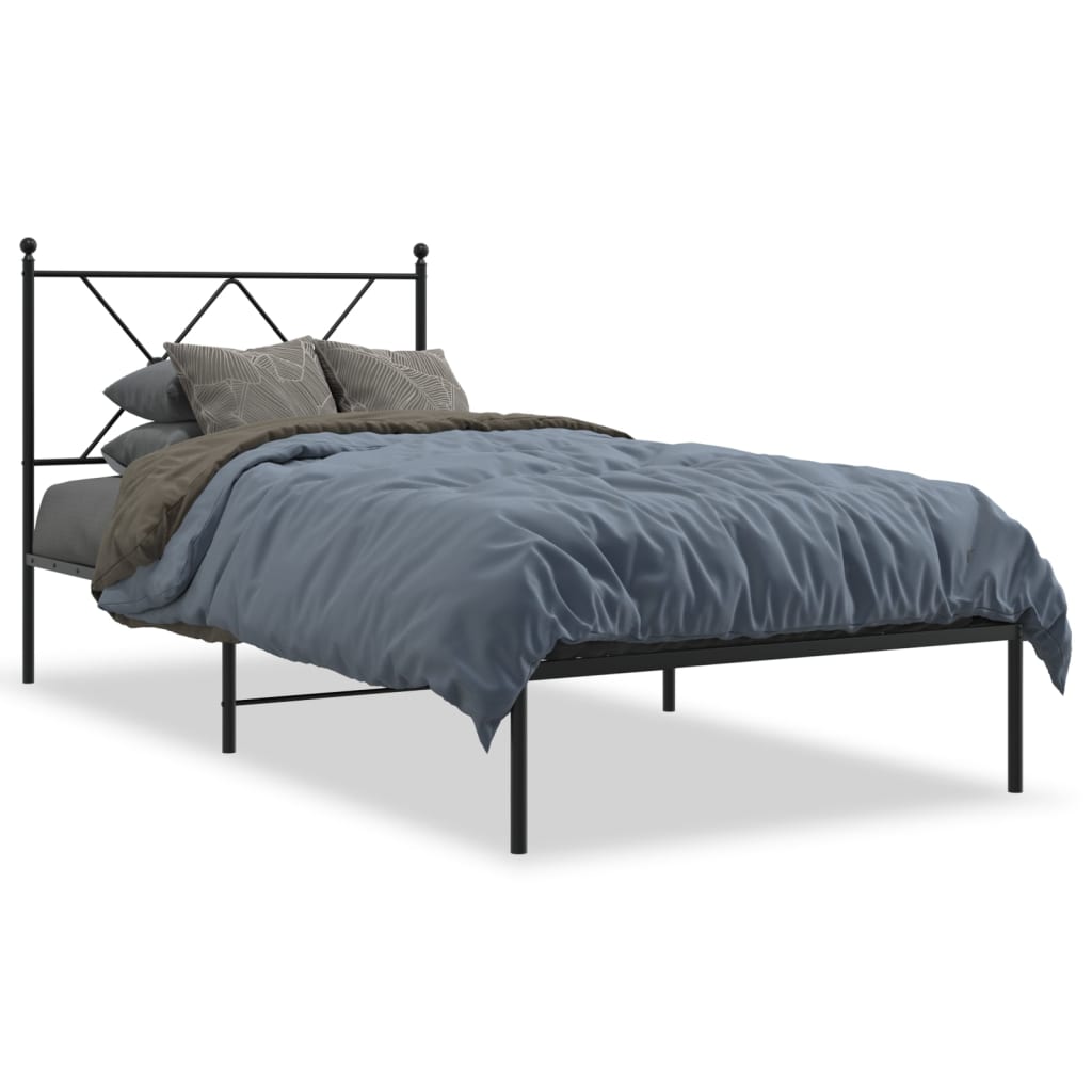 sengeramme med sengegavl 90x190 cm metal sort