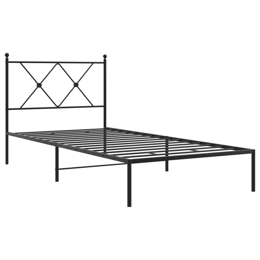 sengeramme med sengegavl 90x190 cm metal sort