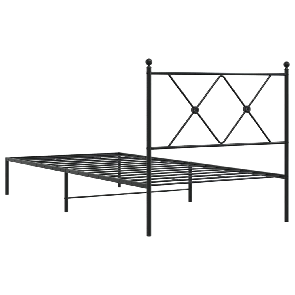 sengeramme med sengegavl 90x190 cm metal sort