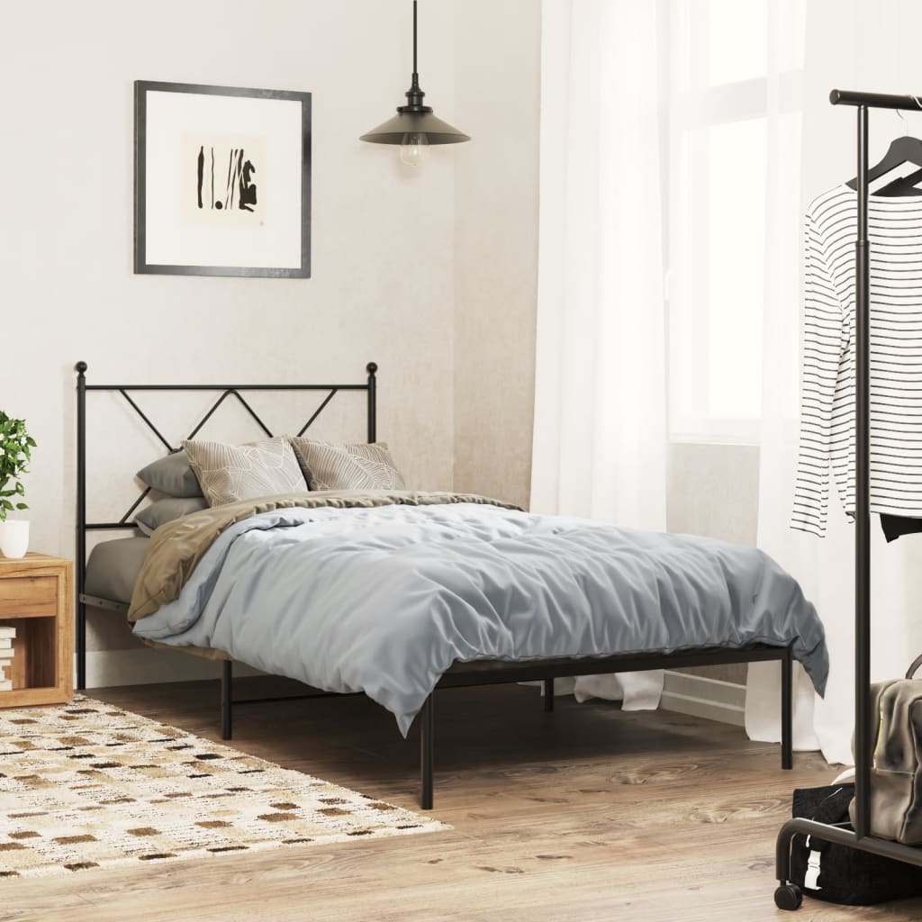 sengeramme med sengegavl 90x190 cm metal sort