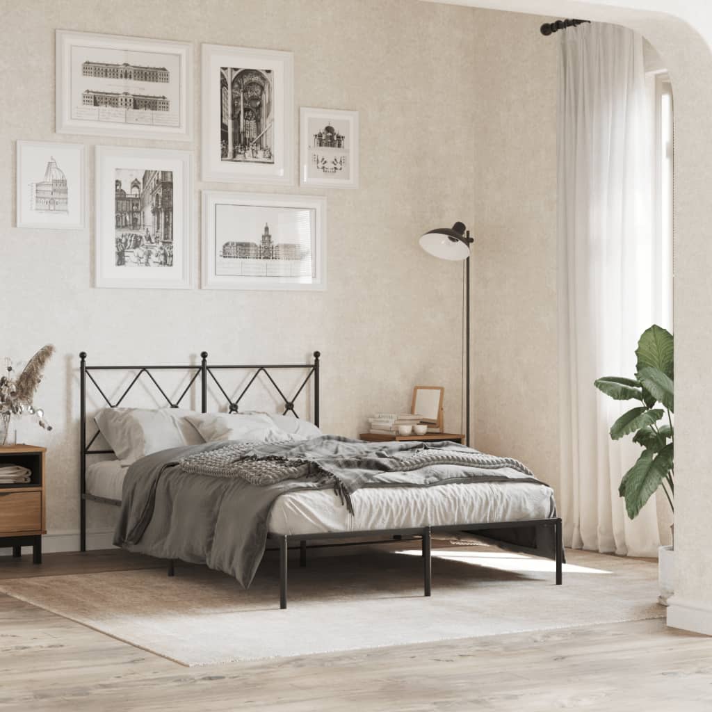sengeramme med sengegavl 120x200 cm metal sort