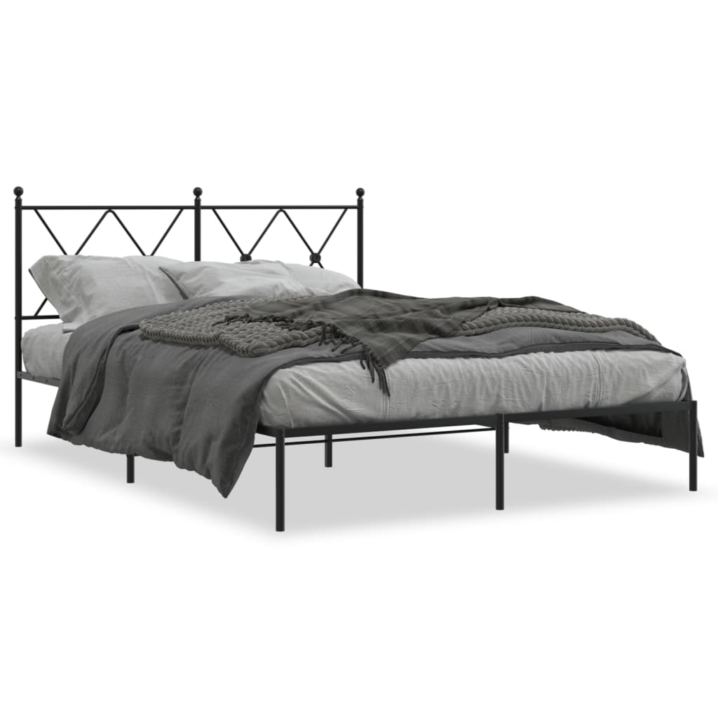 sengeramme med sengegavl 135x190 cm metal sort