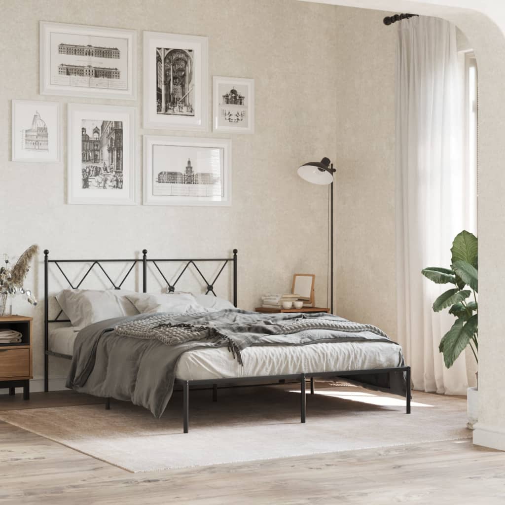 sengeramme med sengegavl 135x190 cm metal sort