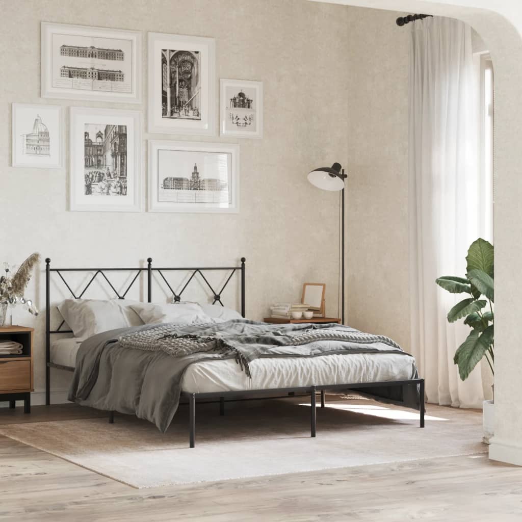 sengeramme med sengegavl 140x190 cm metal sort
