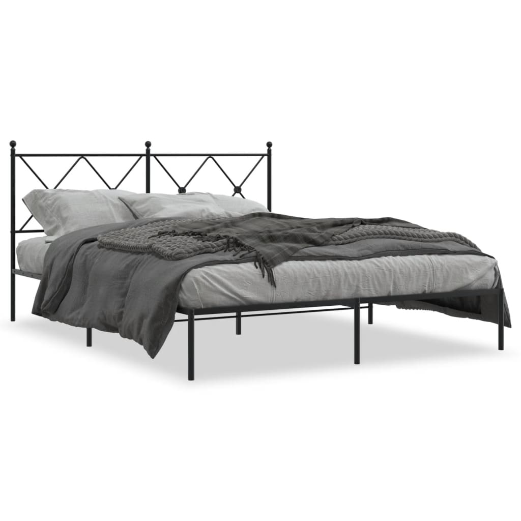 sengeramme med sengegavl 160x200 cm metal sort