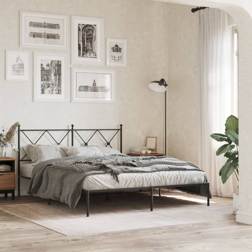 sengeramme med sengegavl 160x200 cm metal sort
