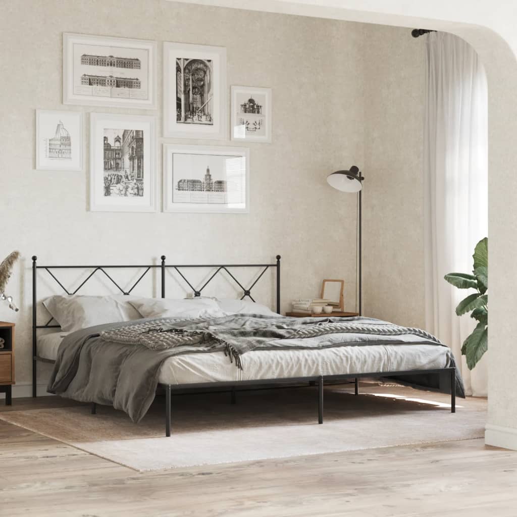 sengeramme med sengegavl 183x213 cm metal sort