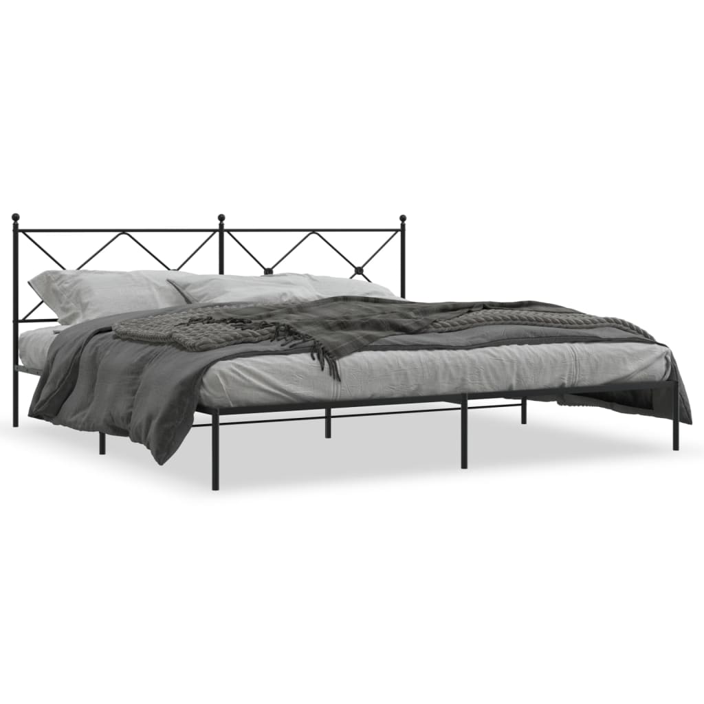 sengeramme med sengegavl 200x200 cm metal sort