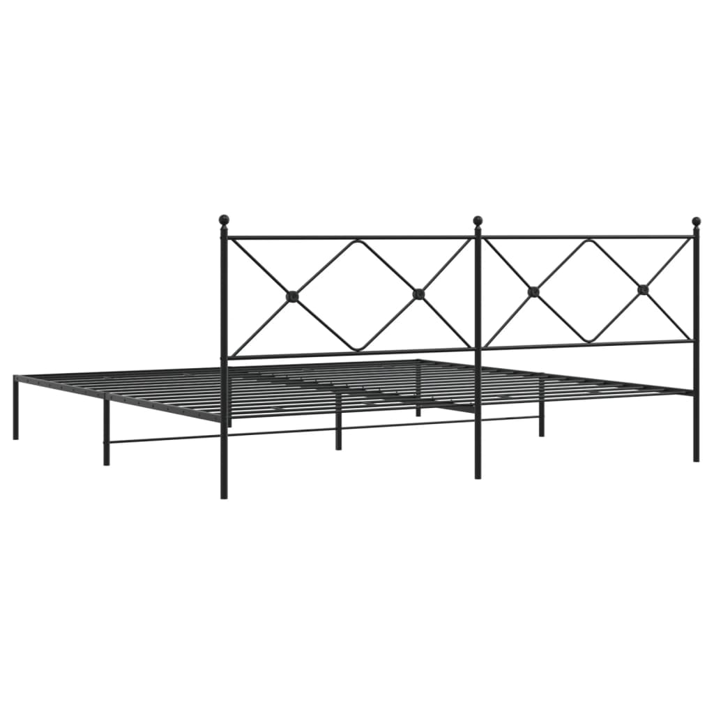 sengeramme med sengegavl 200x200 cm metal sort