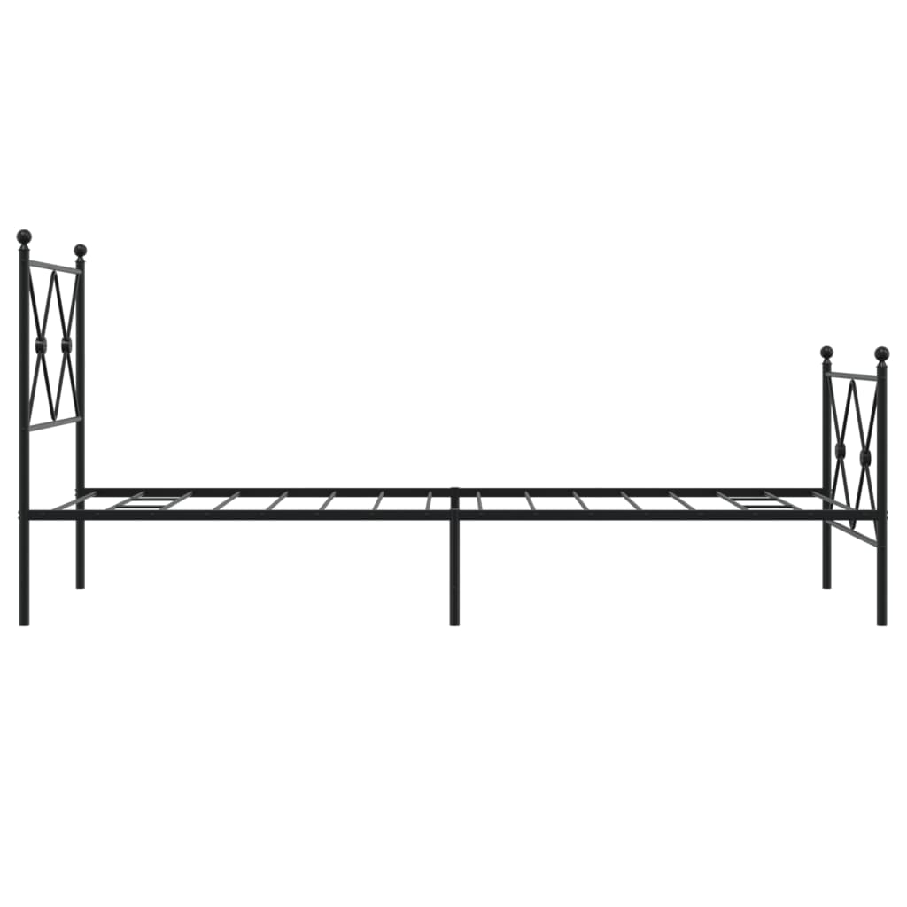 sengeramme med sengegavl og fodgærde 75x190 cm metal sort