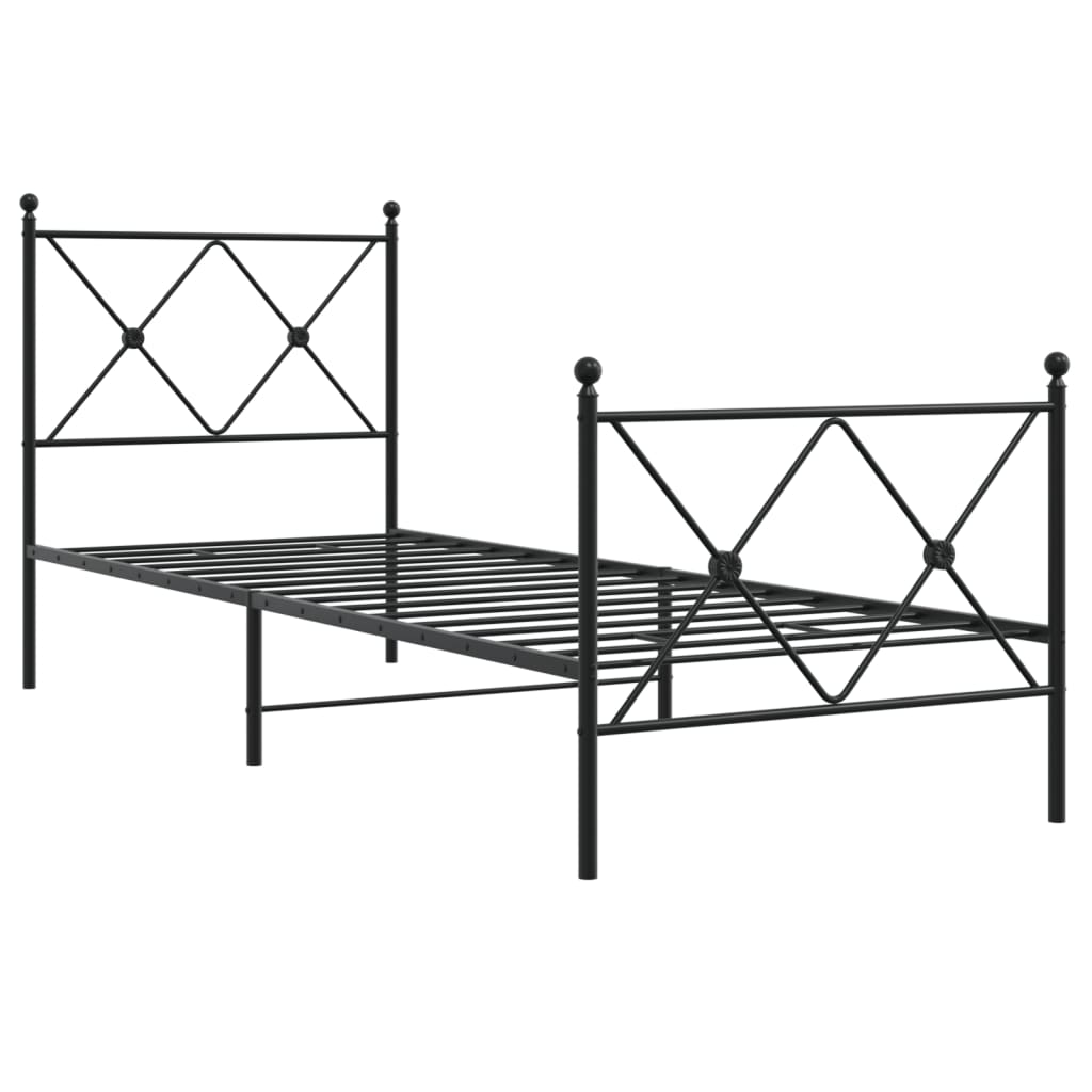 sengeramme med sengegavl og fodgærde 80x200 cm metal sort