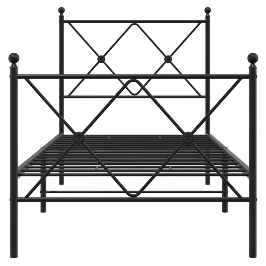 sengeramme med sengegavl og fodgærde 80x200 cm metal sort