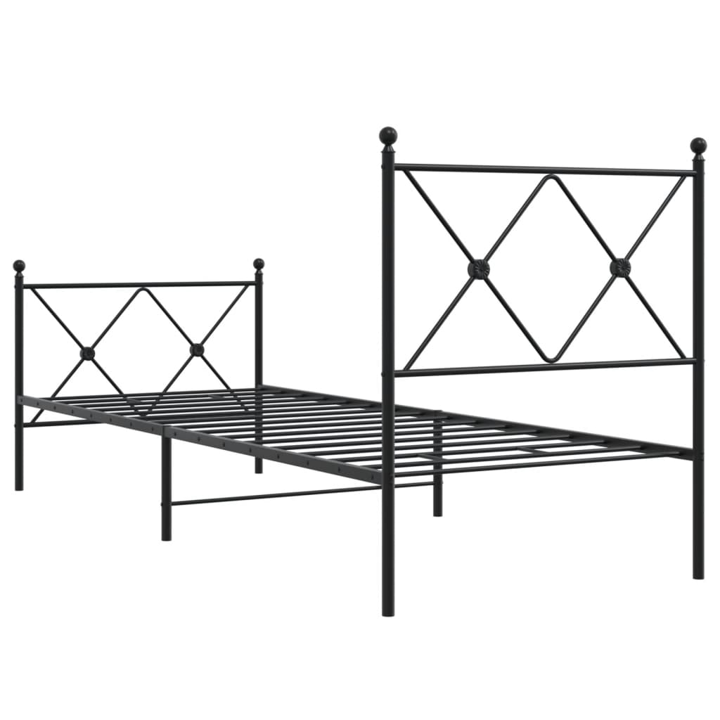 sengeramme med sengegavl og fodgærde 80x200 cm metal sort