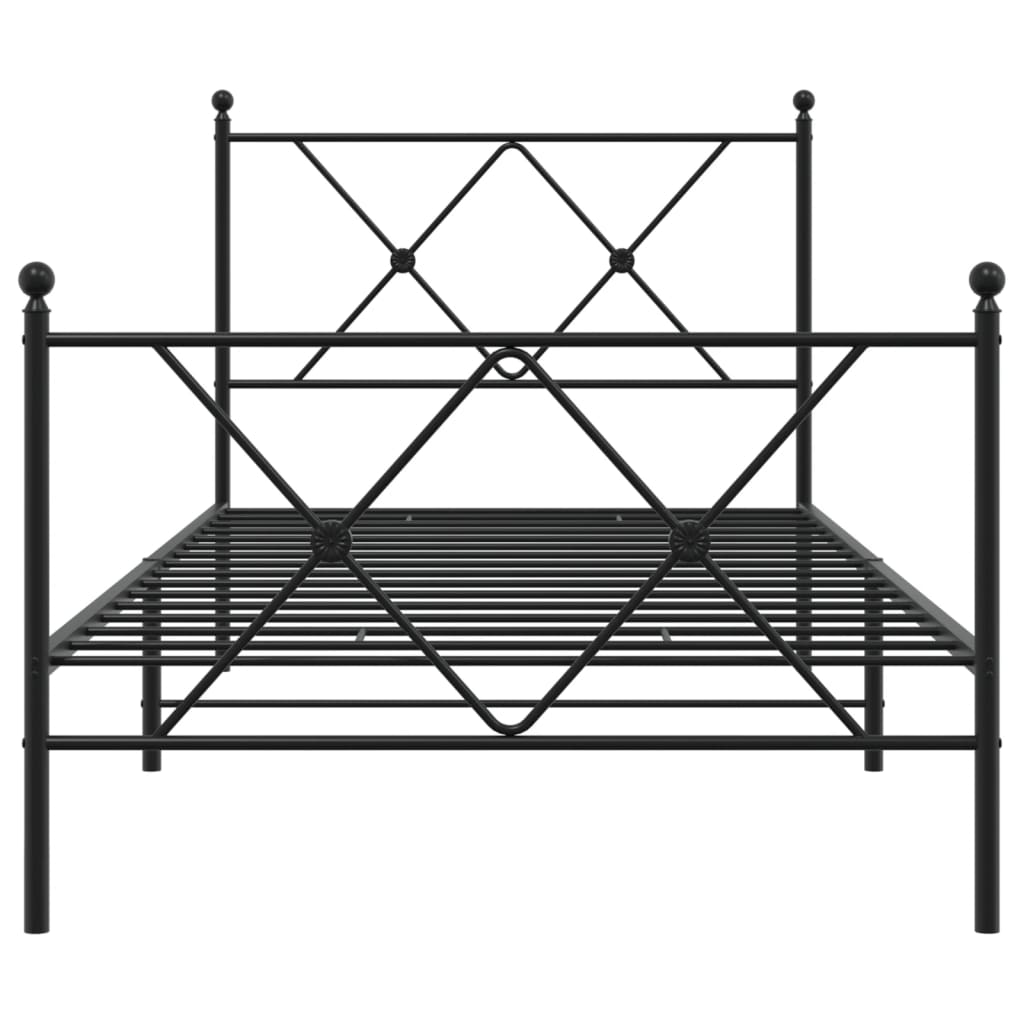 sengeramme med sengegavl og fodgærde 90x190 cm metal sort